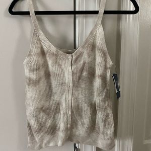 Abercrombie white and tan tie dye sweater tank